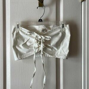 Free People Cream Strapless Lace-Up Crop Top